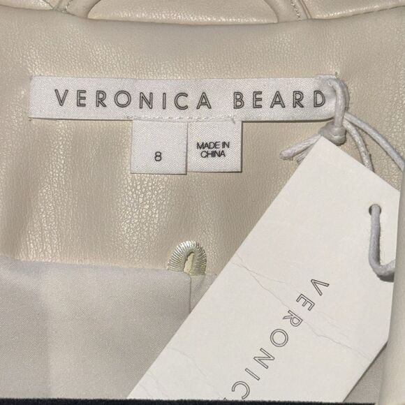 VERONICA BEARD Beacon Faux Leather Dickey Blazer in Ecru Size 8 Revolve - Picture 12 of 14